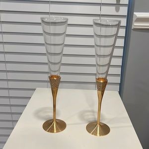 Waterford toasting flutes - gold; used once, just need to be cleaned well